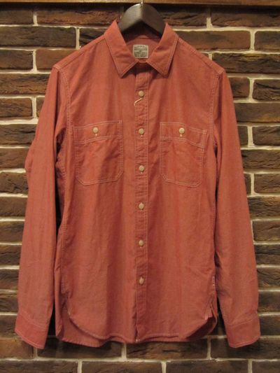 J.CREW(WFCN[)RED CHAMBRAY WORK SHIRTShSLIM FITh(Vu[Vc SLIM FIT) 