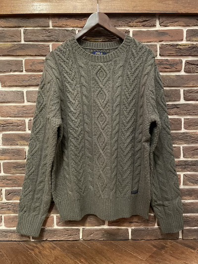 POLO RALPH LAUREN(t[)WOOL CASHMERE CABLE SWEATERhGREENh