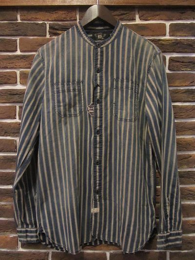 RRL (�_�u���A�[���G��)L/S INDIGO STRIPE JACKRABBIT WORK SHIRTS(�C���f�B�S�X�g���C�v���[�N�V���c)