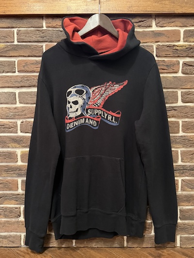 DENIM AND SUPPLY R.L. SKULL GRAPHIC PULLOVER HOODIE(�X�J���O���t�B�b�N�v���I�[�o�[�t�[�f�B�[)