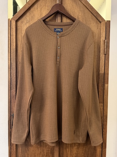 POLO RALPH LAUREN(�|�������t���[����) HERRINGBONE KNIT HENLEY NECK L/S"BROWN"(�w�����{�[���j�b�g�w�����[�l�b�N)