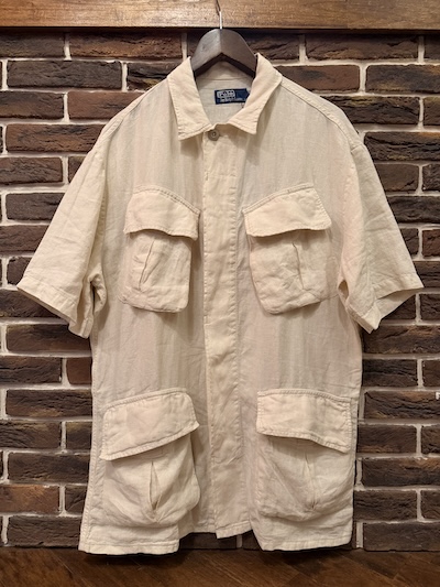 POLO RALPH LAUREN S/S LINEN FATIGUE SHIRTS STONE