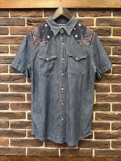 RL DENIM&SUPPLY S/S CHAMBRAY WESTERN SHIRTS w/PAISLEY