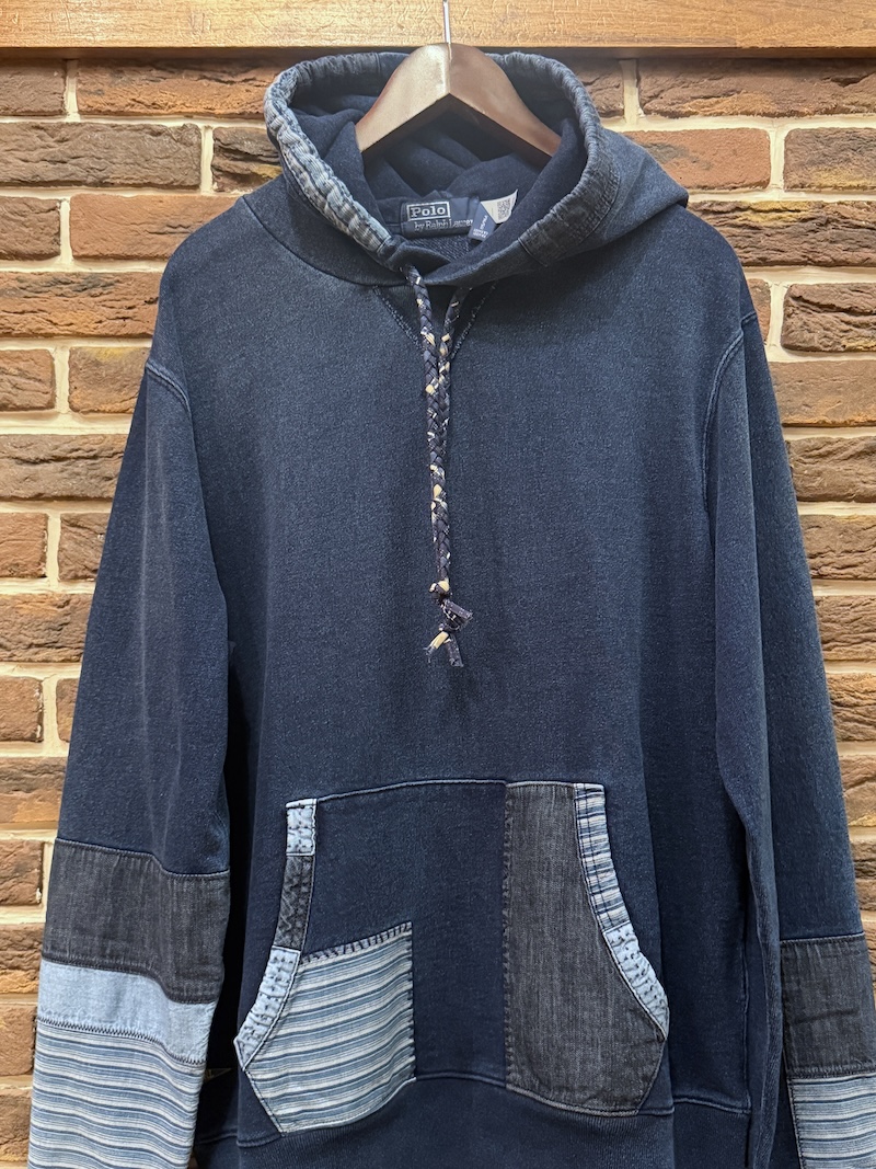 POLO RALPH LAUREN Indigo cotton Patchwork Hoodie POLO RALPH LAUREN インディゴコットンパッチワークパーカー（画像2）