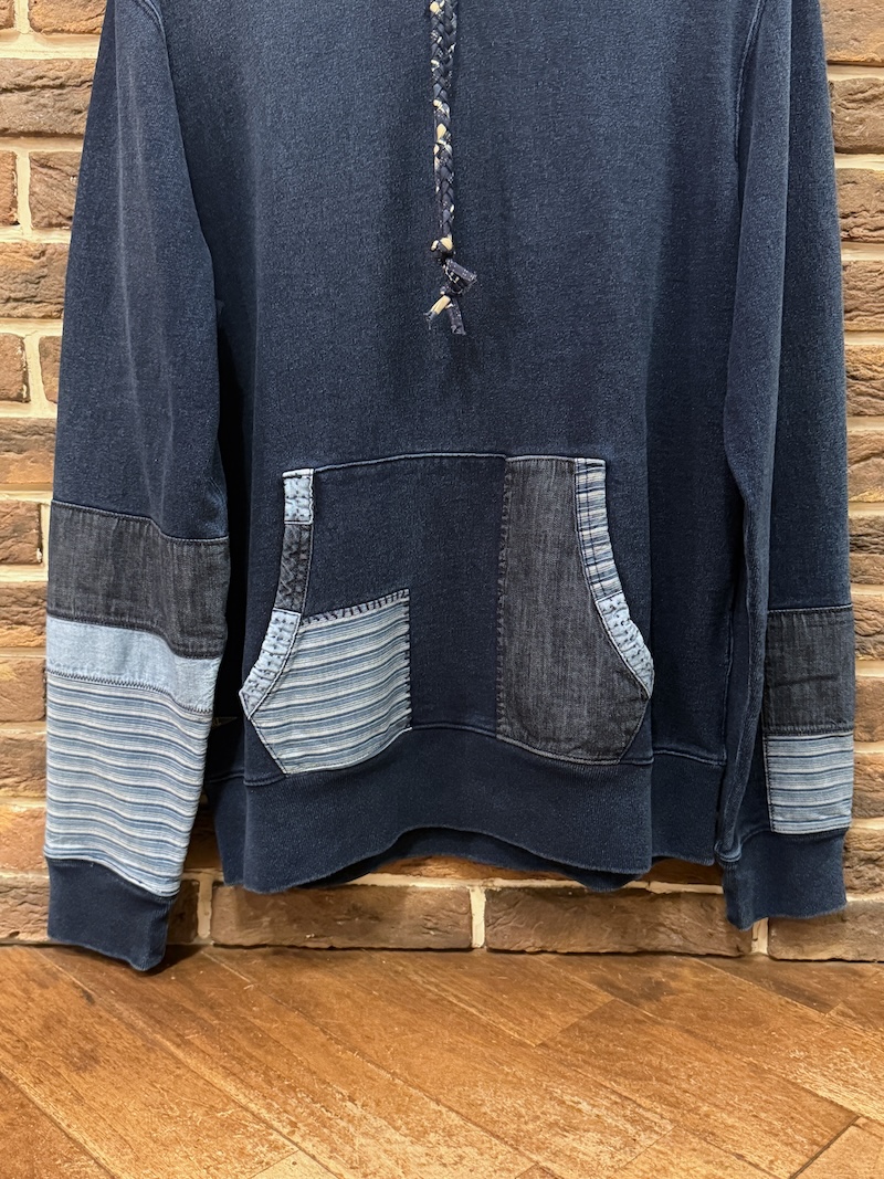 POLO RALPH LAUREN Indigo cotton Patchwork Hoodie POLO RALPH LAUREN インディゴコットンパッチワークパーカー（画像3）