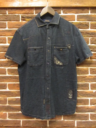 POLO RALPH LAUREN(�����t���[����)INDIGO DYED S/S CUSTOM SHIRTS #2(�C���f�B�S���߃X�J�X�^�������V���c)