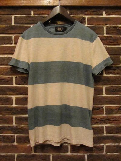 RRL (�_�u���A�[���G��)S/S INDIGO STRIPE T-SHIRTS(�C���f�B�S�{�[�_�[T�V���c)