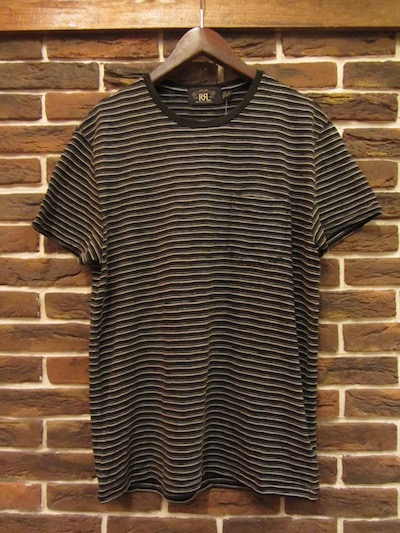 RRL (�_�u���A�[���G��)INDIGO STRIPE T-SHIRTS(�u���b�N�C���f�B�S�{�[�_�[T�V���c)