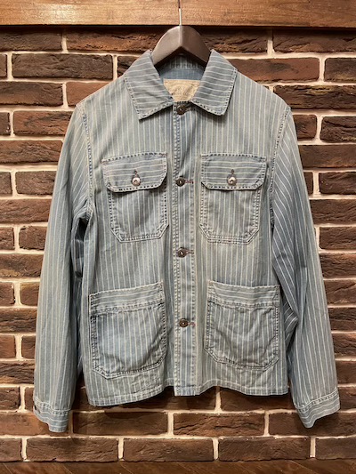 RRL (�_�u���A�[���G��)INDIGO STRIPE CHORE JACKET(�C���f�B�S�X�g���C�v���[�N�W���P�b�g)