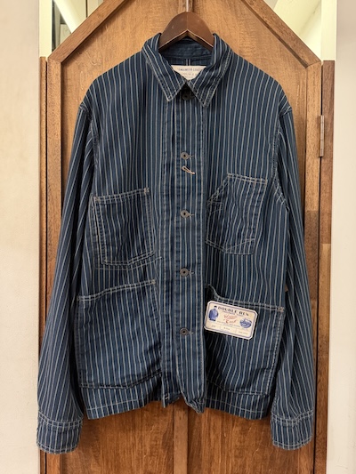 RRL INDIGO STRIPE ENGINEER JACKET