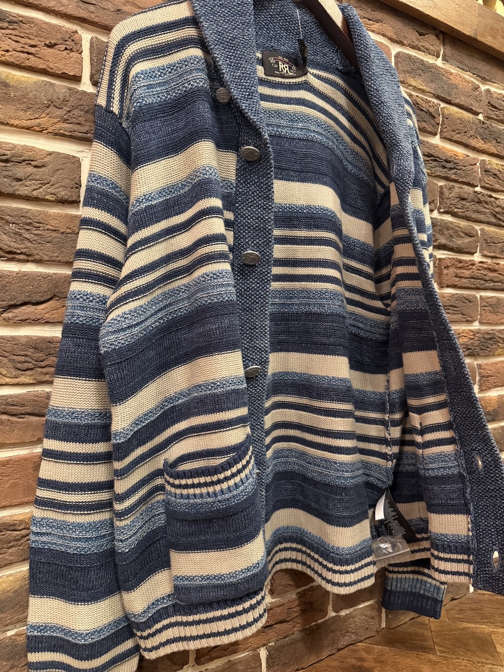 RRL INDIGO STRIPE SHAWL CARDIGAN RRL ショールカラーカーディガン（画像6）